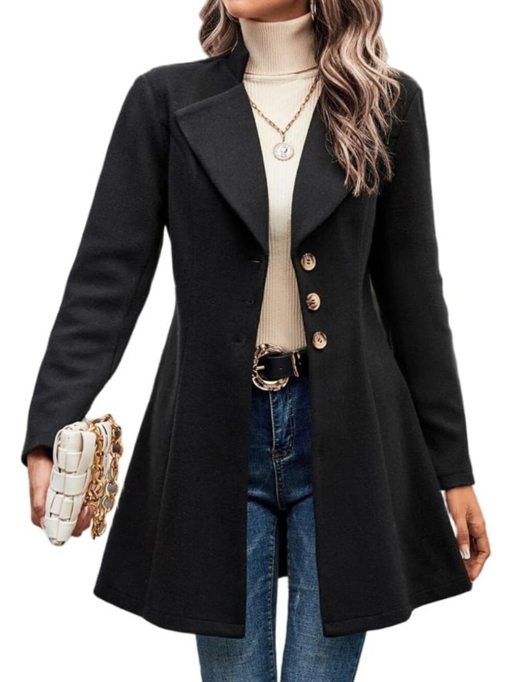 Chic Wool Blend Long Trench Coat for Women | Stylish Peacoat & Blazer Jacket